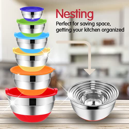 20PCS Stainless Steel Mixing Bowls with Airtight Lids Set
