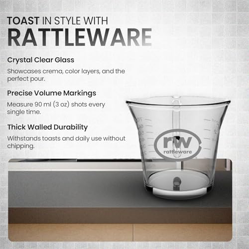 3 Oz Double Spouted Glass Espresso Shot Pitcher with Graduated Ml & Oz Markings Commercial (6 Count)