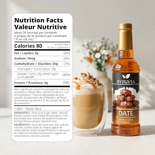 Coffee Syrup Date Flavored Syrup for Drinks (25.4 Fl Oz)