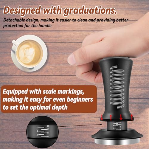 Coffee Espresso Tamper 51mm with WDT Tool Calibrated Spring Loaded