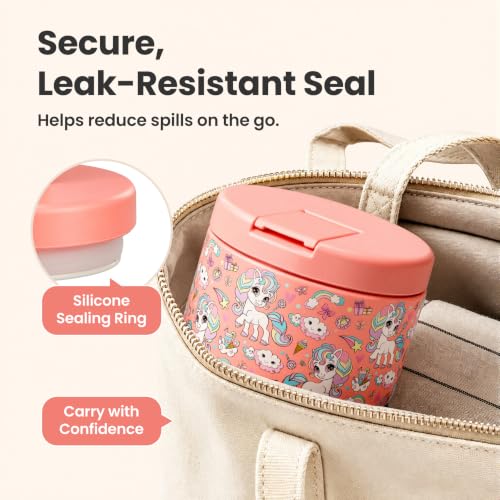 12oz Insulated Vacuum Food Jar with Buckle Lid Wide Mouth Soup Thermo for Hot Food Kids Leakproof Stainless Steel Lunch Container