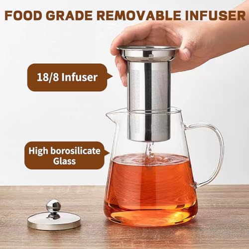 Glass Teapot Tea Pot with Removable Infusers for Loose Tea