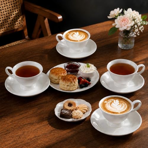 Fine Bone China Tea Cups and Saucers Set of 4 (4 Count)