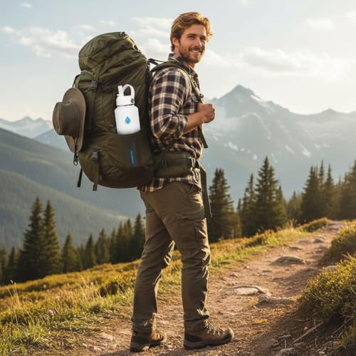 32oz Water Bottle Wide Mouth Stainless Steel Vacuum Insulated Double Wall with 2 Straw Lids Fit in Any Car Cup Holder