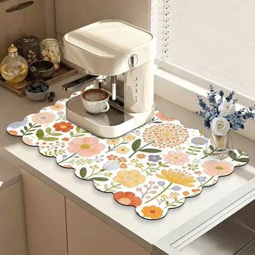Scalloped Coffee Bar Mat for Countertop