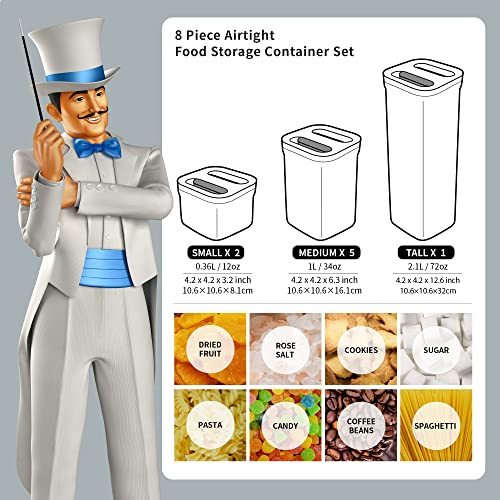 8 Piece Airtight Food Storage Container Set for Pantry Organization (8 Count)