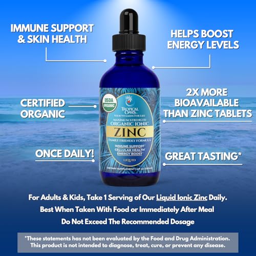 USDA Organic Ionic Zinc Droppers for Men (4 Fl Oz)