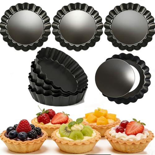 12Packs Mini Tart Pans 4 Inch Tart Pan Removable Bottom Round Nonstick Quiche Pan (12 Count)