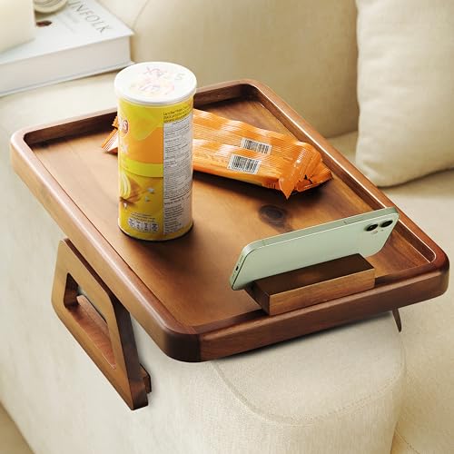 15.7" x 11" Large Couch Arm Table with 360 Rotating Phone Holder