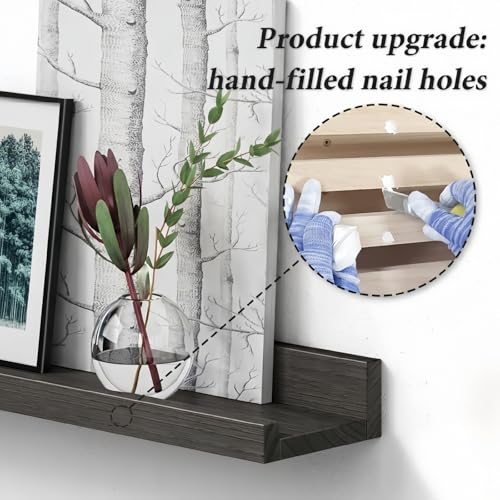 24 Inch Black Floating Picture Ledge Shelf (4 Count)