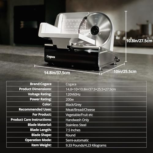Electric Meat Slicer with Three 7.5" Blade Designs