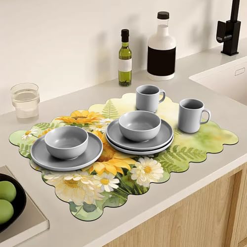 Scalloped Dish Drying Mats for Kitchen Counter