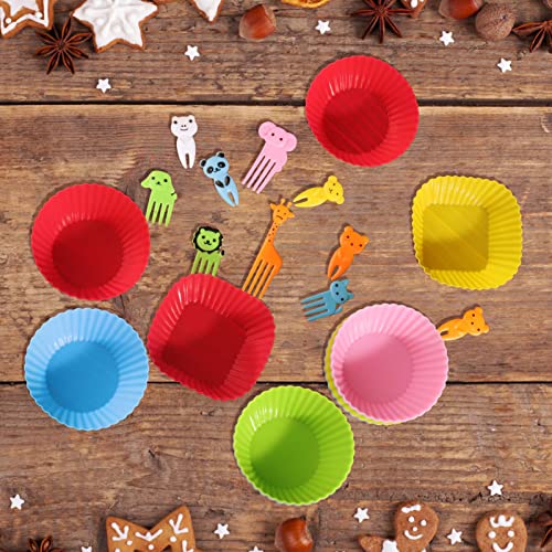 60 Pcs Silicone Lunch Box Dividers with Animal Food Picks (60 Count)