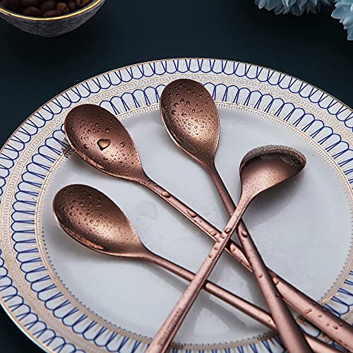 Premium Rose Gold Set of 6 Stainless Steel Long Handle Stirrers and Spoons for Coffee (6 Count)