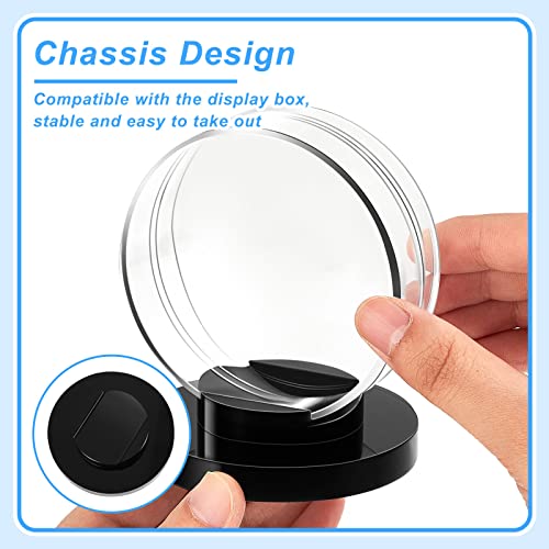 2 Pieces Hockey Puck Display Case Acrylic Clear Puck Holder with Shell Base Hockey Display Stand Autographed Souvenir Memorabilia for Enthusiasts Collection