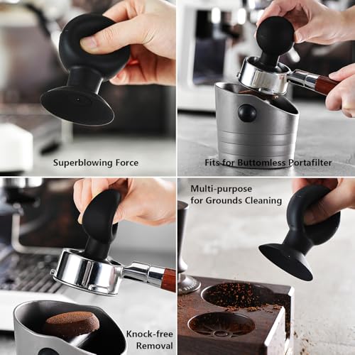 Puck Screen Reusable Mesh Coffee Filter for Espresso Portafilter Basket with Silent Puck Screen Ejector Coffee Grounds Remover Knock