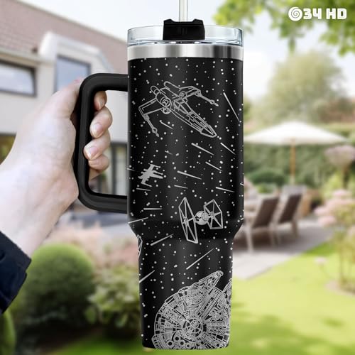 Space Galaxy Sci Fi Falcon 40 oz Tumbler with Handle