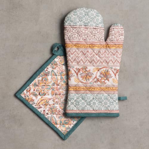 100% Cotton Oven Mitt & Pot Holder Set (2 Count)