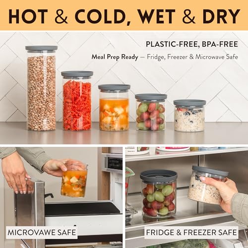 Glass Kitchen Storage Containers with Airtight Silicone Lids (5 Count)