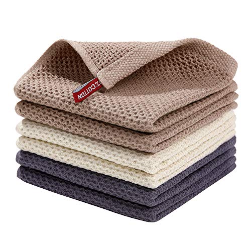 100% Cotton Waffle Weave Kitchen Dish Cloths 6 (6 Count)