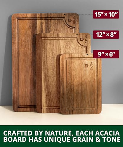 Wooden Cutting Boards for Kitchen Meal Prep & Serving (3 Count)