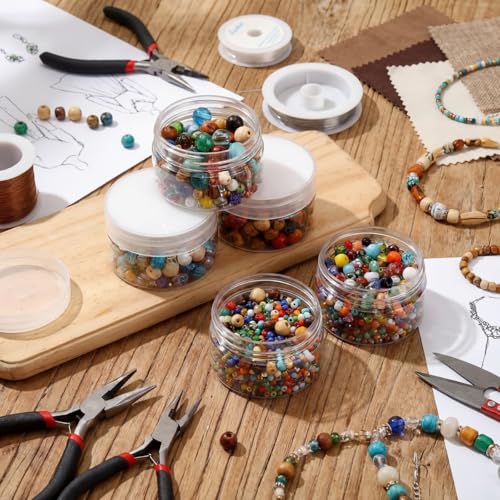 4 Pcs Plastic Jars Wide Mouth with Lids (4 Count)
