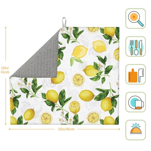 Lemon And Leaves Dish Drying Mat