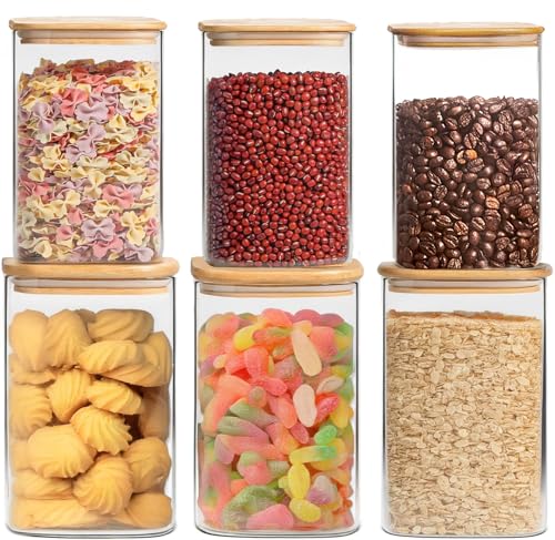6 Pack Glass Food Storage Jars with Airtight Lids