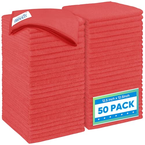 Red Microfiber Cleaning Cloth 50 Pack (50 Count)