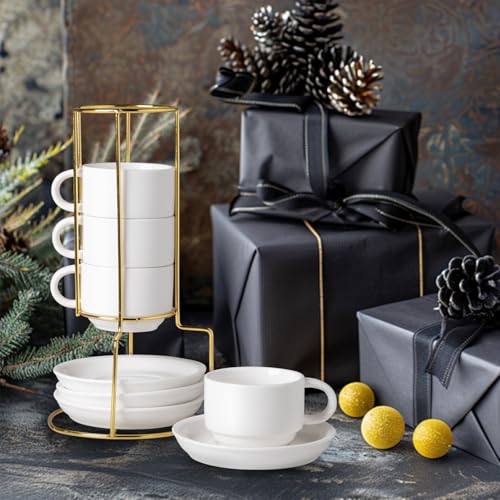 Sweejar Porcelain Espresso Cups with Saucers