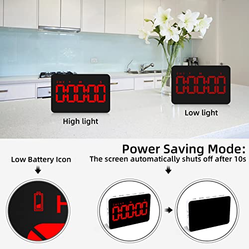 Digital Timer Kitchen Timer Count Down Up Rechargeable Kitchen Gadgets Vibration Mode Adjustable Volume and Brightness LED Display Time Management for Cook