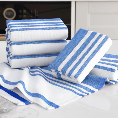 Premium Cotton Stripe Kitchen Towels 6 Pack (6 Count)