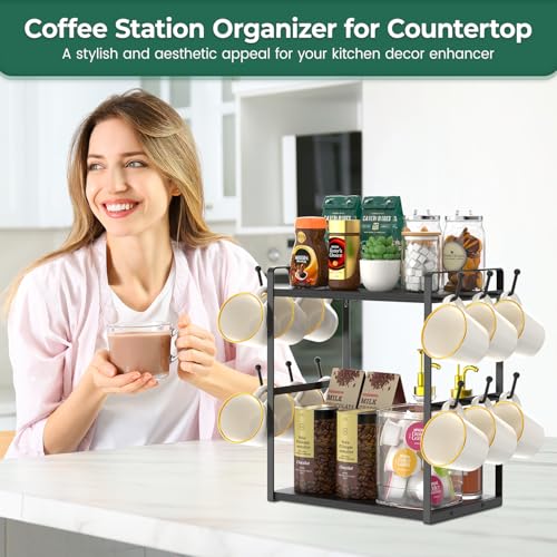 Coffee Station Bar Organizer Mug Holder Stand Countertop