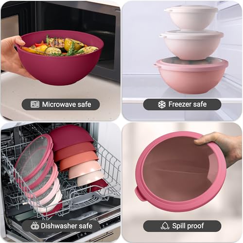 12 Piece Plastic Mixing Bowls with Lids Set (452.48 Count)
