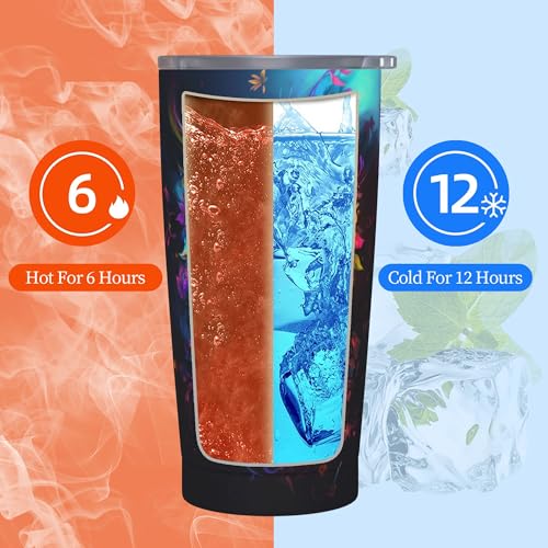 Skull Tumbler with Lid and Straw 20oz Coffee Tumblers Leakproof Stainless Steel Travel Mug Vacuum Insulated Cup for Iced and Hot (20 Count)