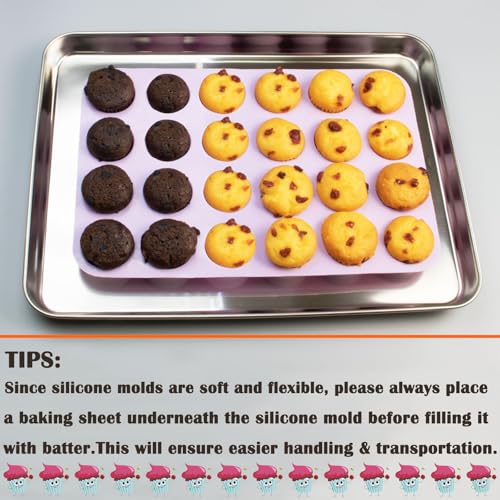 24 Cups Silicone Mini Muffin Pan Set (2 Count)