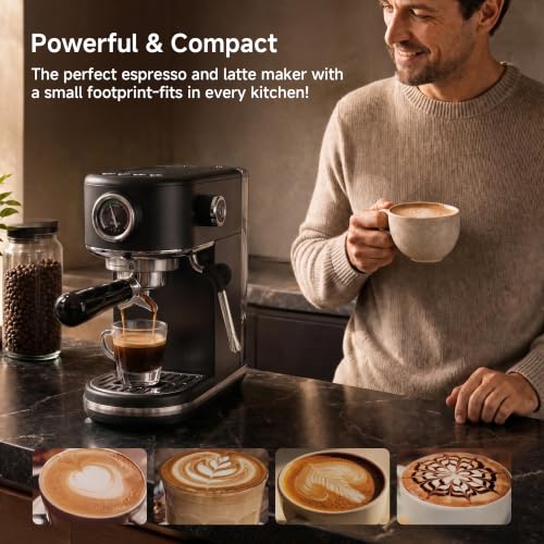 H10B Programmable Espresso Machine with LED Display & Pressure Gauge