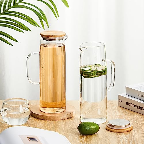 2 Sets Glass Pitcher with Lid