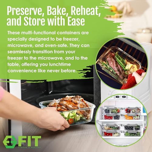 Glass Meal Prep Containers 1 & 2 & 3 Compartments (3 Count)