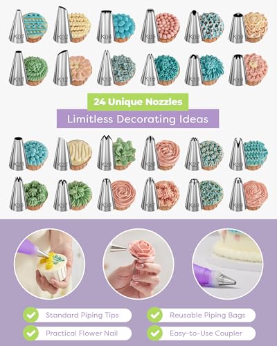 32 Piping Bags and Tips Set Frosting Piping Kit for Beginners & Pros (32 Count)