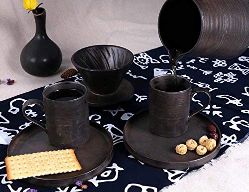 Handmade Stoneware Pour Over Drip Coffee Maker & Cups Set