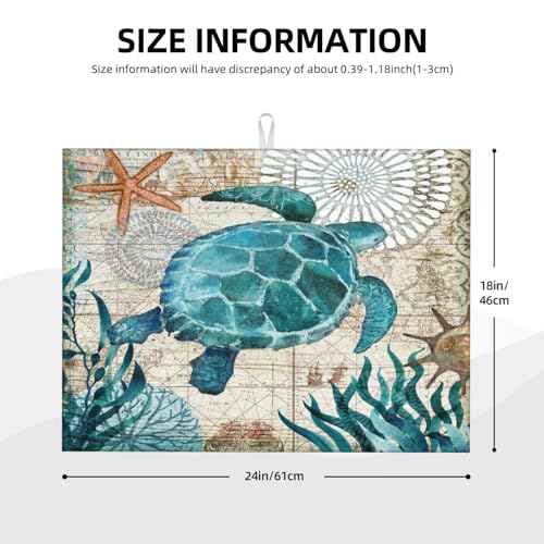 Ocean Sea Turtle Dish Drying Mat for Kitchen Counter 18x24 in