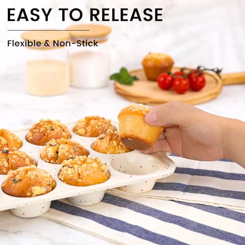 2Pack Silicone Muffin Pan for Baking with Metal Reinforced Frame (2 Count)