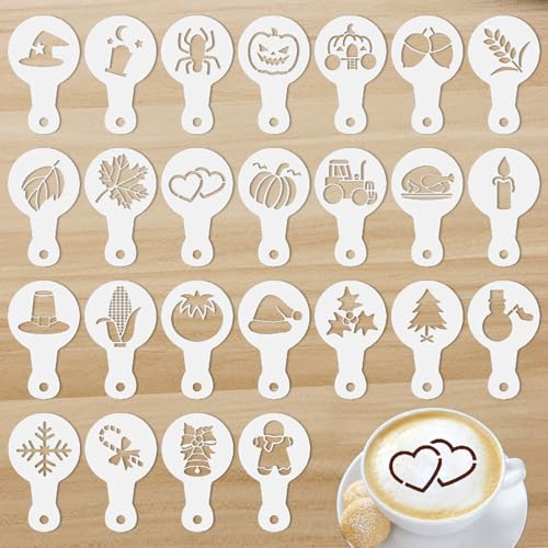 25Pcs Plastic Coffee Stencils