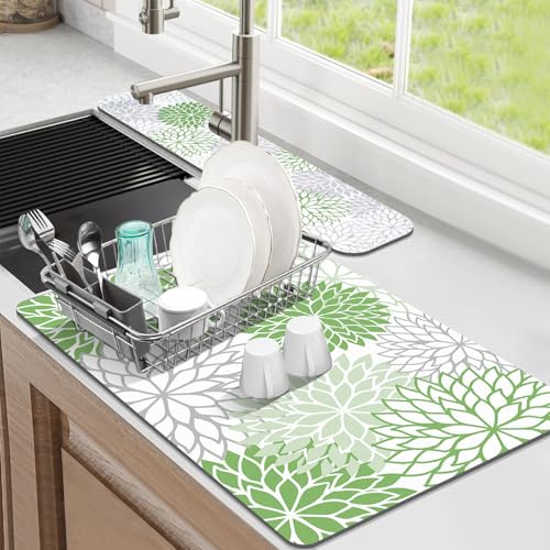 2PCS 12" x 20" Dish Drying Mat & 24" x 5.5" Sink Splash Guard (2 Count)