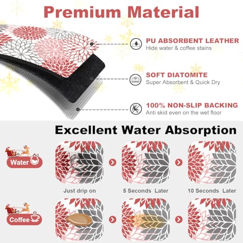 2PCS 16" x 24" Christmas Dish Drying Mat & 24" x 5.5" Sink Splash Guard (2 Count)