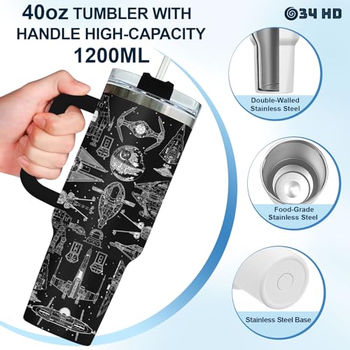 Galaxy Spaceship Sci 40 oz Tumbler with Handle