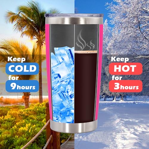 20oz Tumbler with Lid Stainless Steel Tumblers Insulated Mug Hot Pink 6P (6 Count)