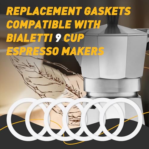 6 Pcs Gasket Seal Rings for Bialetti Moka Express Dama 9 Cups (6 Count)