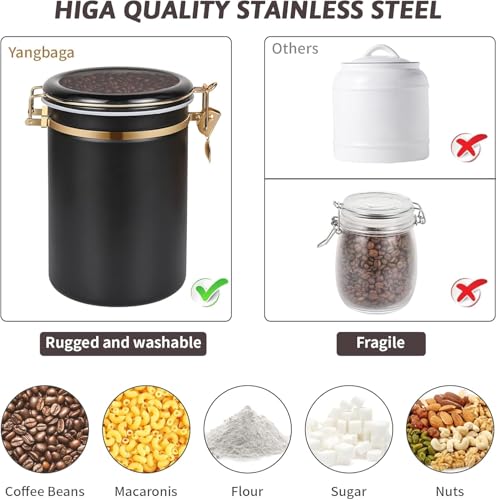 3×63OZ Stainless Steel Coffee Canister with Shelf and Scoop for Coffee Bar (80 Ounce)